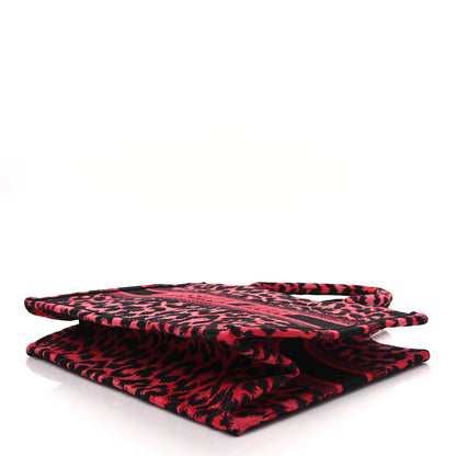 Christian Dior Canvas Mizza Embroidered Medium Leopard Book Tote Fuchsia Multicolor 7 of 7