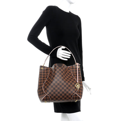 Louis Vuitton Damier Ebene Caissa Hobo Rose Ballerine 2 of 8