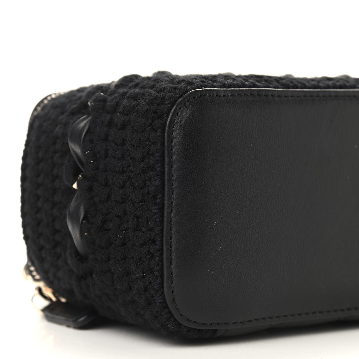 Lambskin Crochet Quilted Small Vanity Case With Chain Black