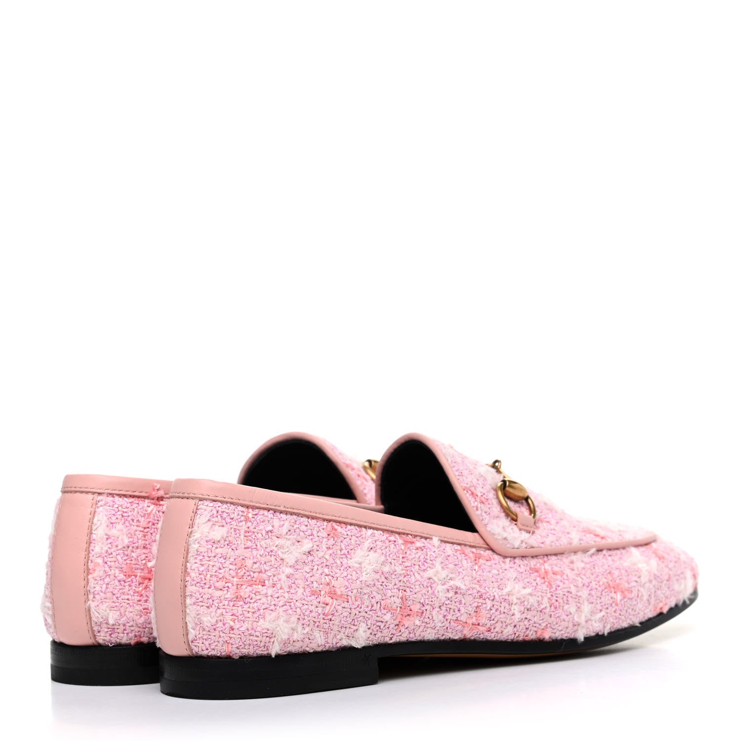 Gucci Wool Tweed Horsebit Womens Jordaan Loafers 36 Pink White Perfect Pink 4 of 8