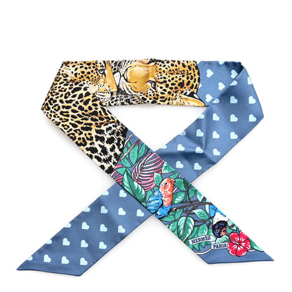 Hermes Silk Jungle Love Twilly Gris Bleuete Vert 1 of 3