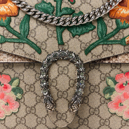 Gucci GG Supreme Monogram Snakeskin Flower Embroidered Medium Dionysus Shoulder Bag Beige Orange 9 of 11