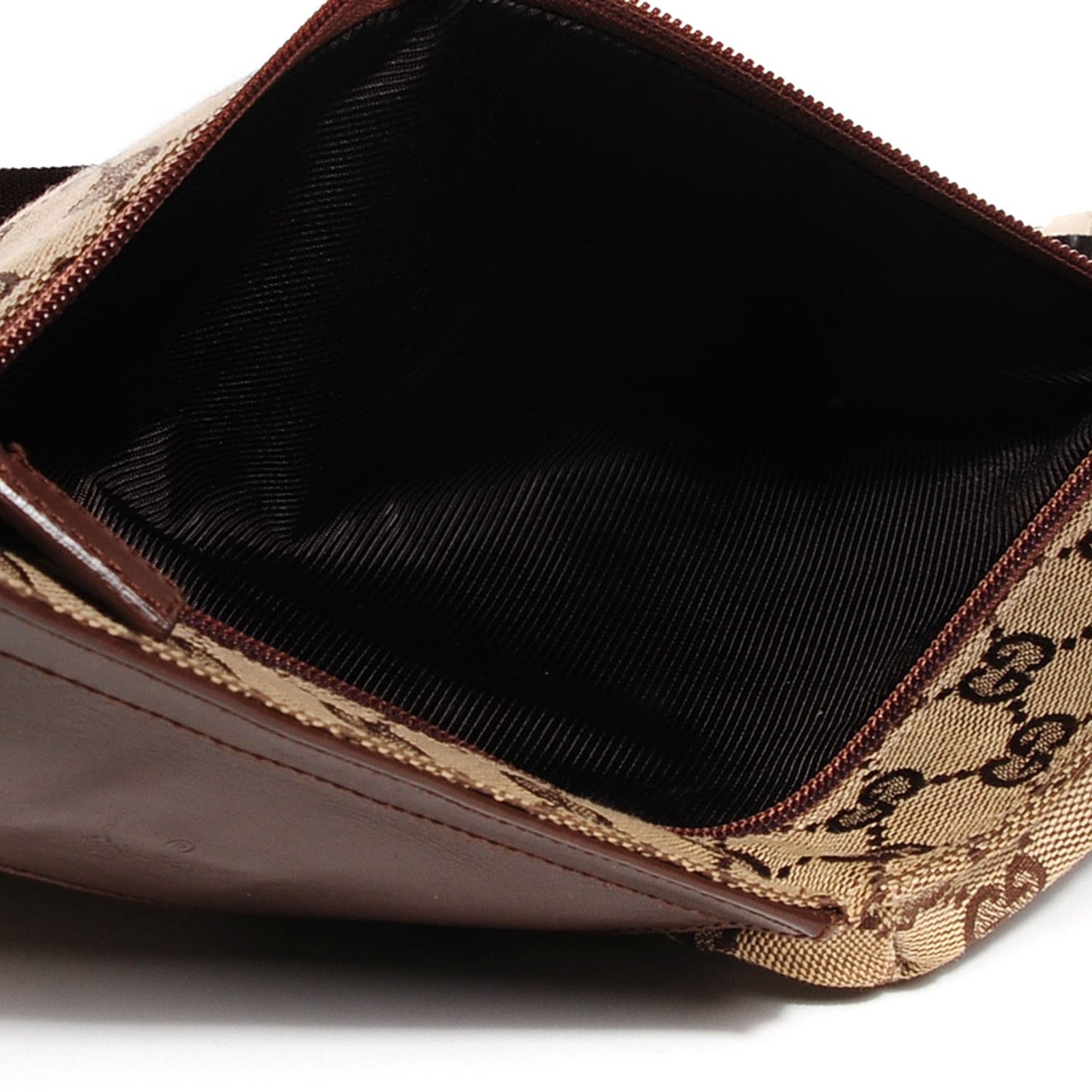 GG Monogram Web Double Pocket Belt Bag Brown