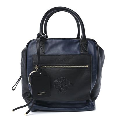 Versace Calfskin Day Dreamer Satchel Black Navy 1 of 14