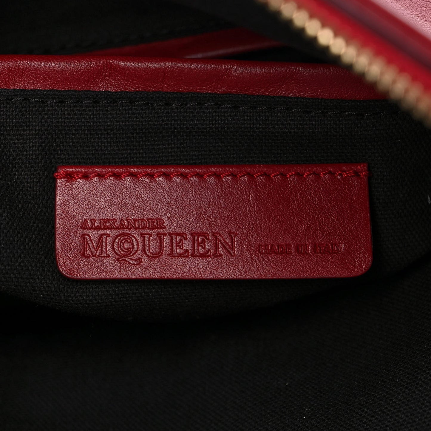 Grainy Calfskin Padlock Skull Clutch Red