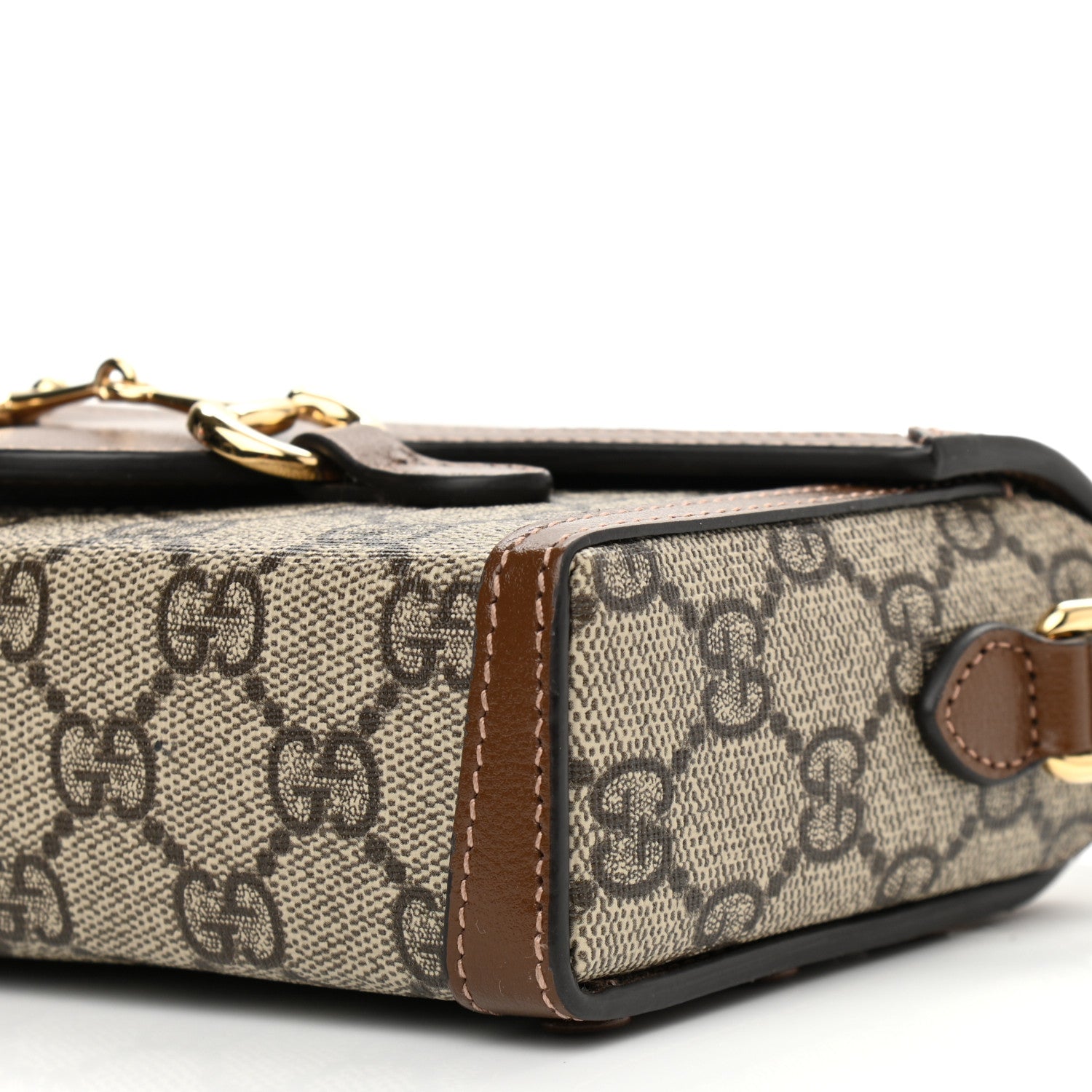 Gucci GG Supreme Monogram Mini Horsebit 1955 Shoulder Bag Beige Brown Sugar 9 of 11