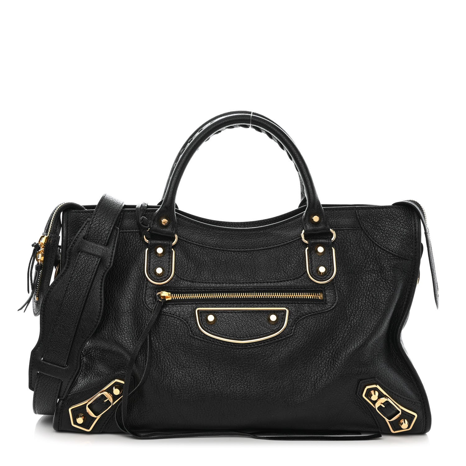 Balenciaga Chevre Gold Metallic Edge Hardware City Black 2 of 12