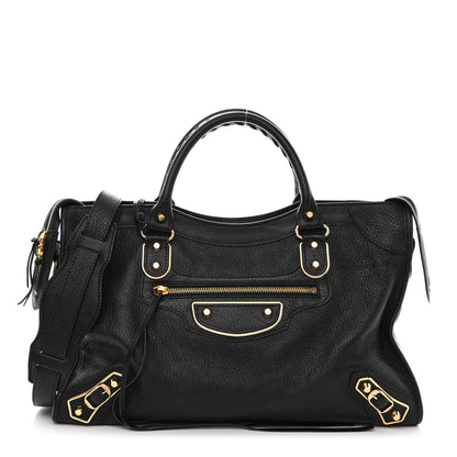 Balenciaga Chevre Gold Metallic Edge Hardware City Black 2 of 12