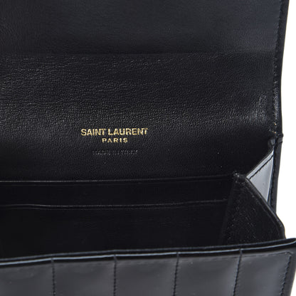 Saint Laurent Patent Matelasse Monogram Vicky Tri-Fold Wallet Black 8 of 9