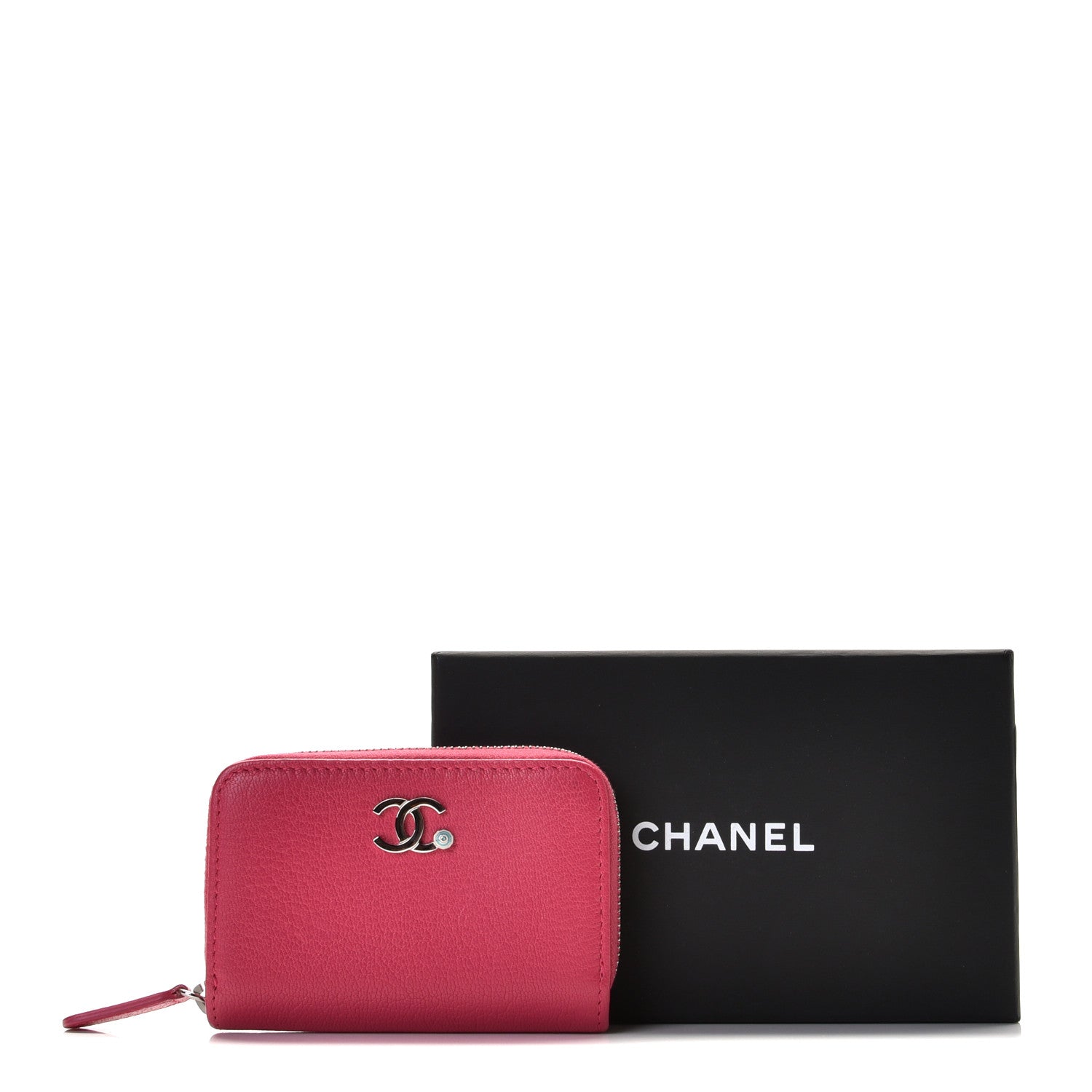 Chanel Goatskin Zip Coin Purse Fuchsia 11 of 11