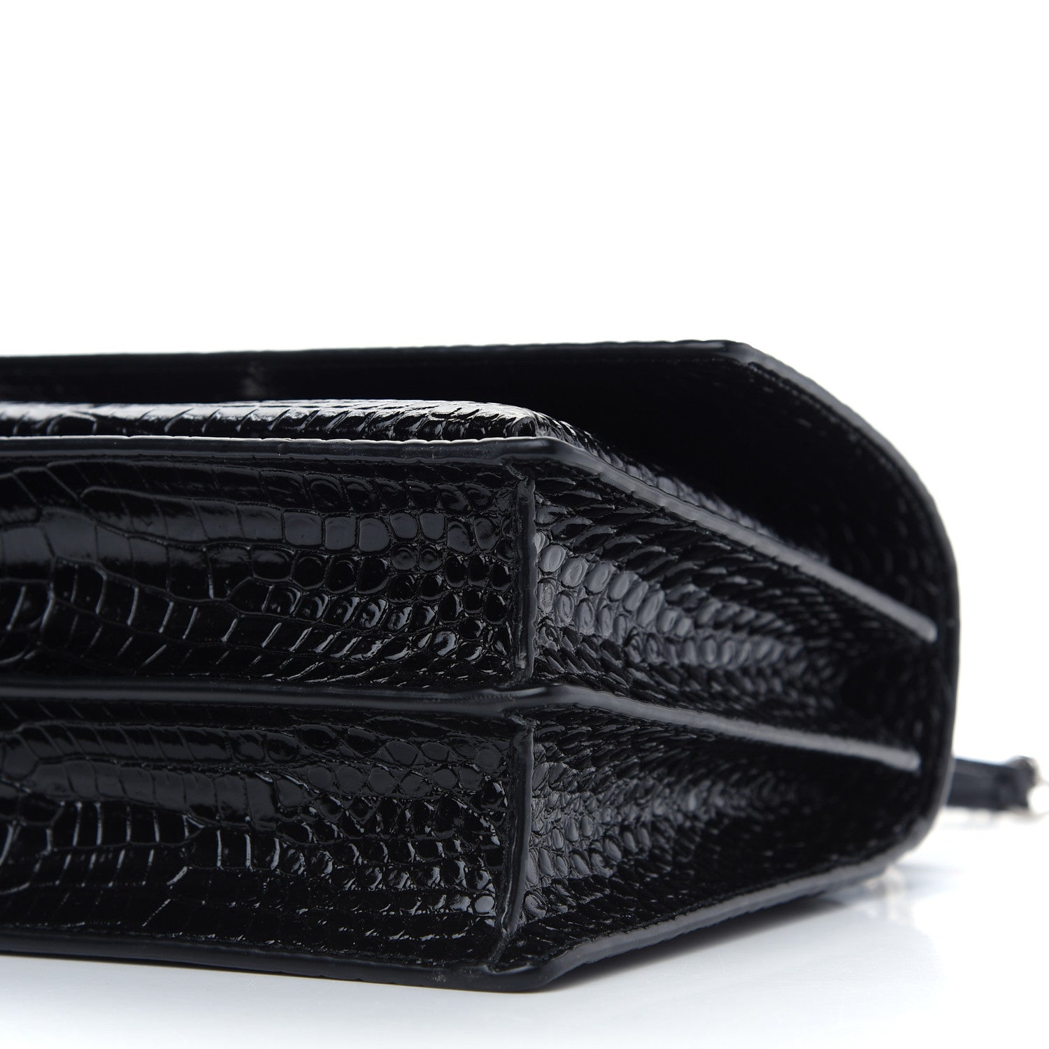 Saint Laurent Calfskin Crocodile Embossed Medium Monogram Sunset Black 8 of 8