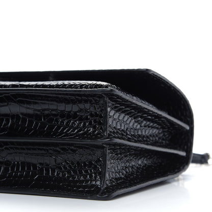 Saint Laurent Calfskin Crocodile Embossed Medium Monogram Sunset Black 8 of 8