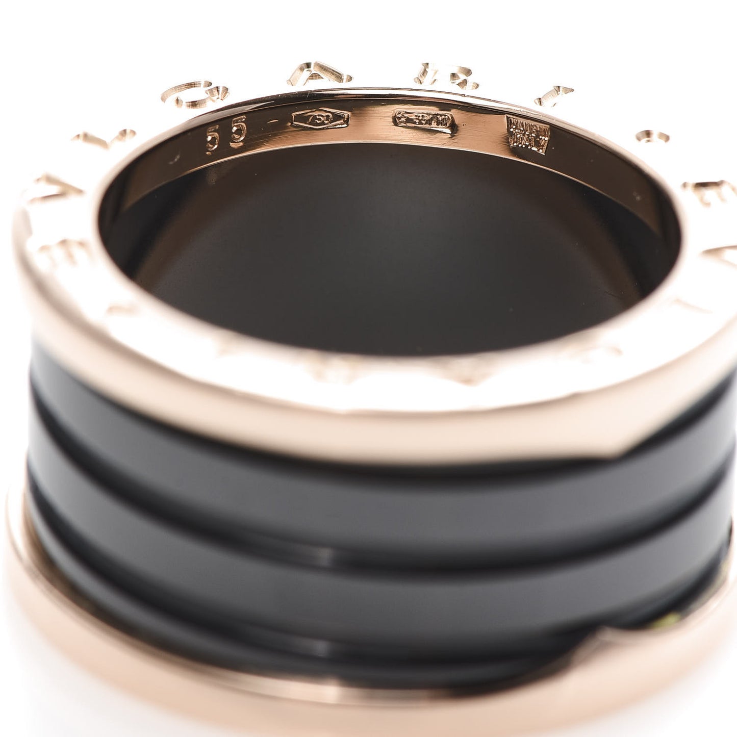 18K Rose Gold Black Ceramic B.Zero1 Four-Band Ring 55 7.25