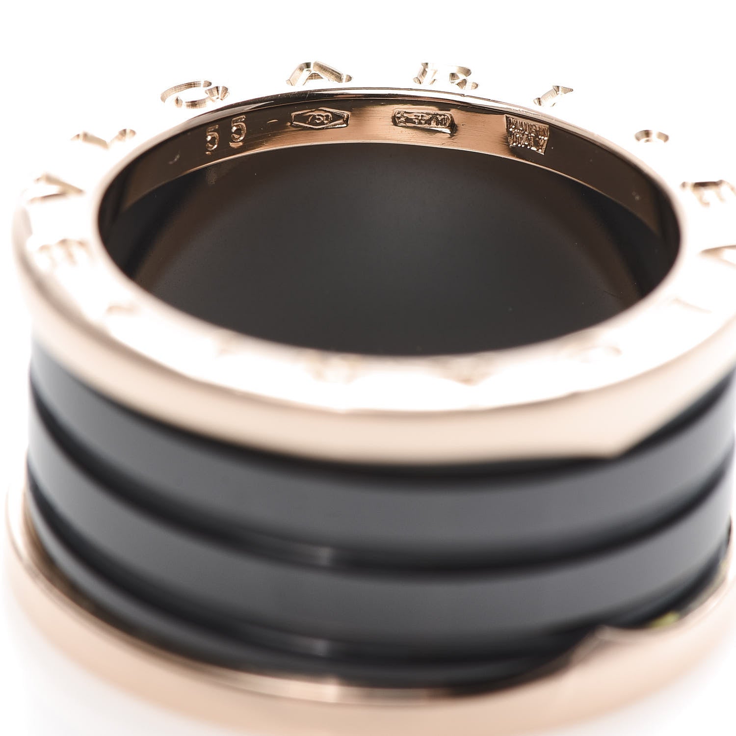 Bulgari 18K Rose Gold Black Ceramic B.Zero1 Four-Band Ring 55 7.25 5 of 6