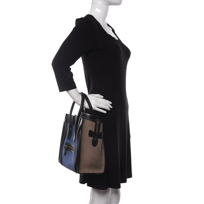 Celine Calfskin Nubuck Suede Micro Tri-Color Luggage Blue 2 of 11