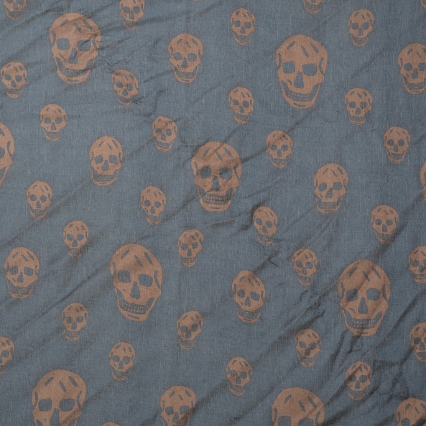 Silk Chiffon Skull Scarf Navy
