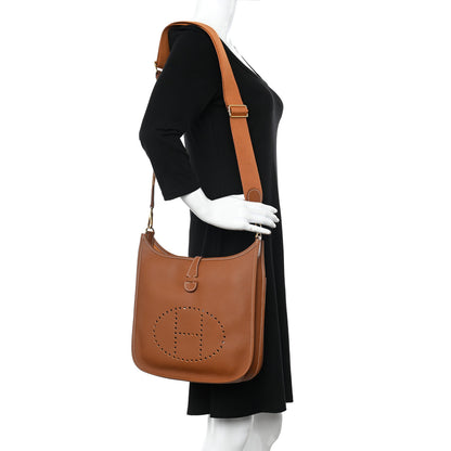 Hermes Taurillon Clemence Evelyne III PM Gold 2 of 11