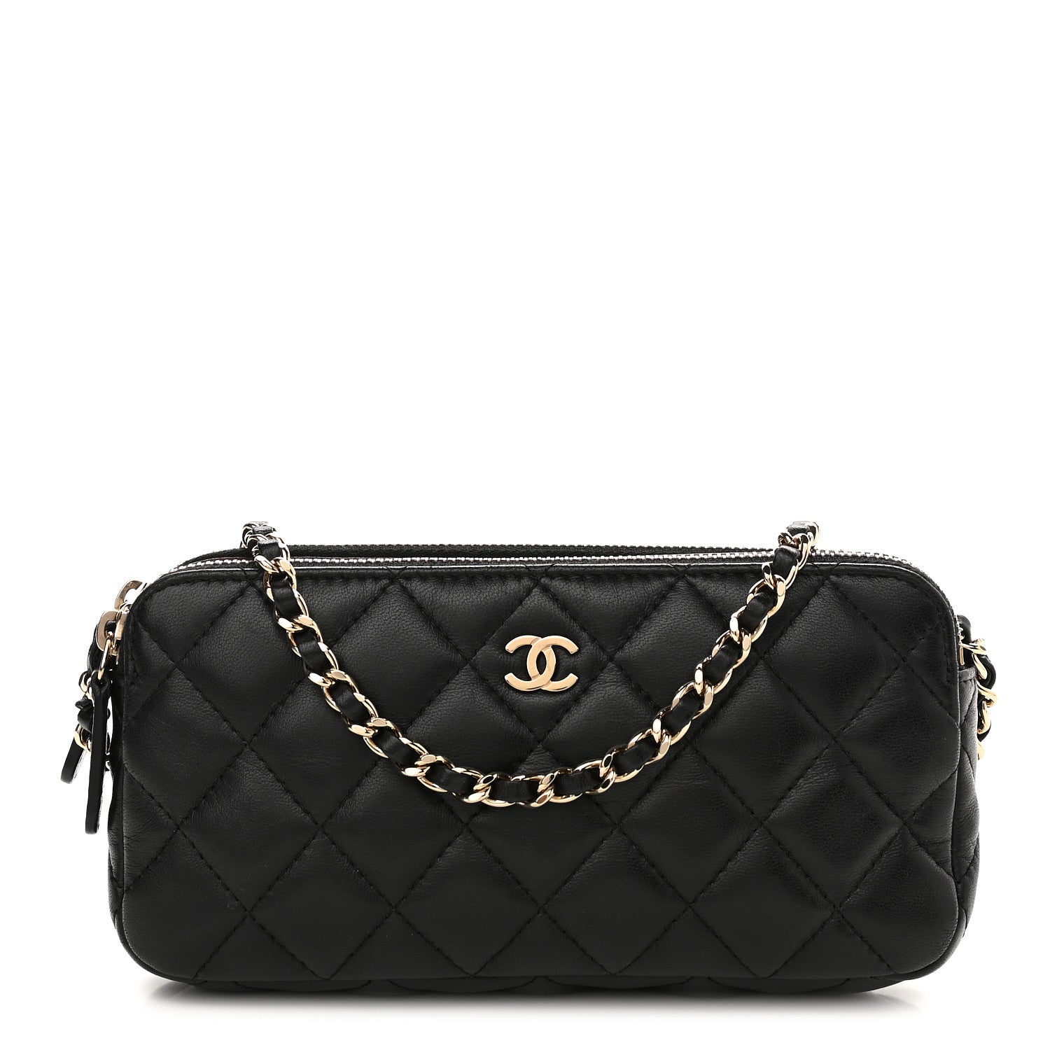 Chanel Lambskin Quilted Small Clutch With Chain Black 1 of 10