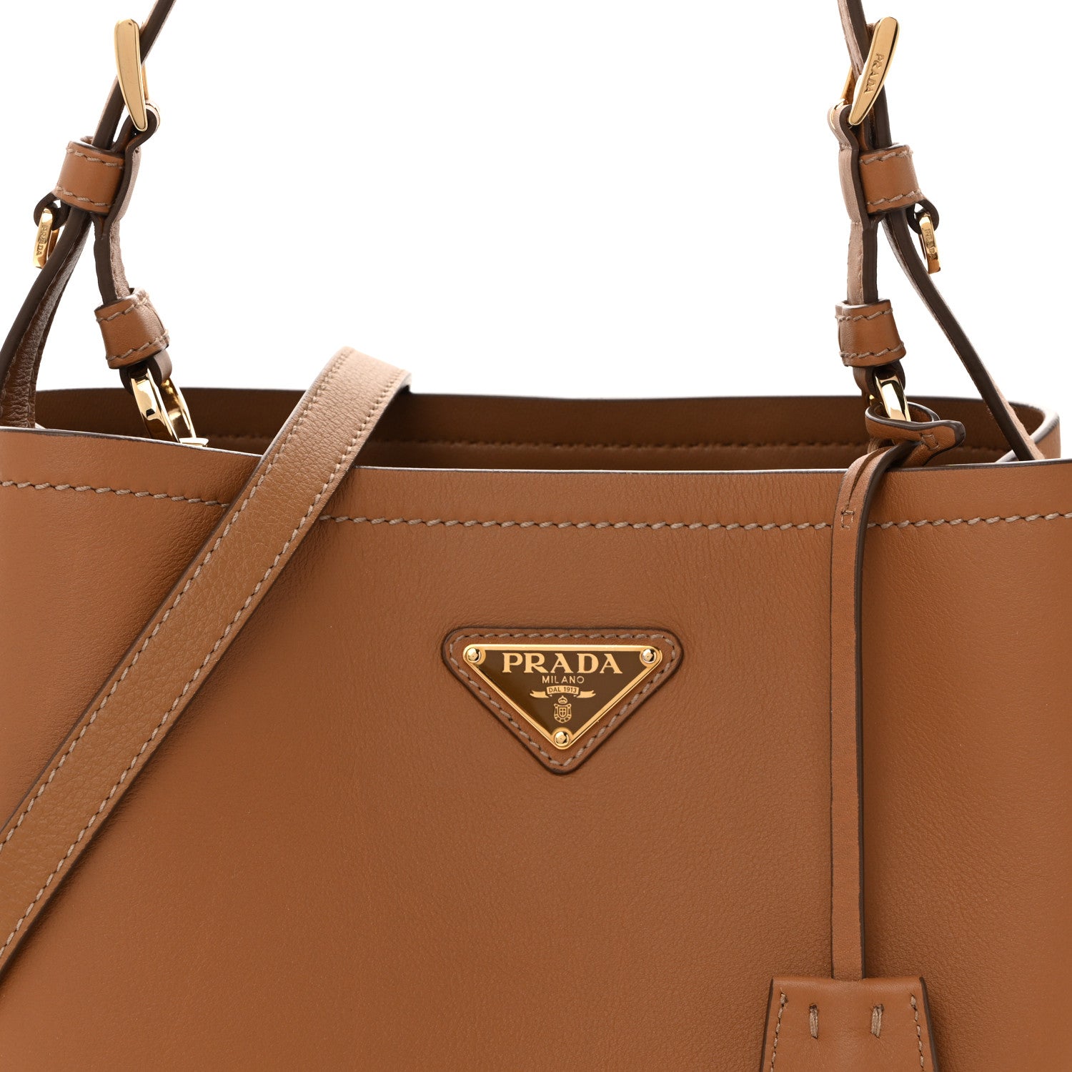 Prada Soft Grained Secchiello Bucket Bag Caramel 1884479