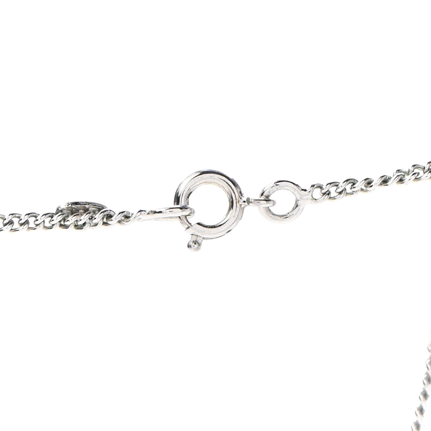 Chanel Crystal CC Pendant Necklace Silver 4 of 5