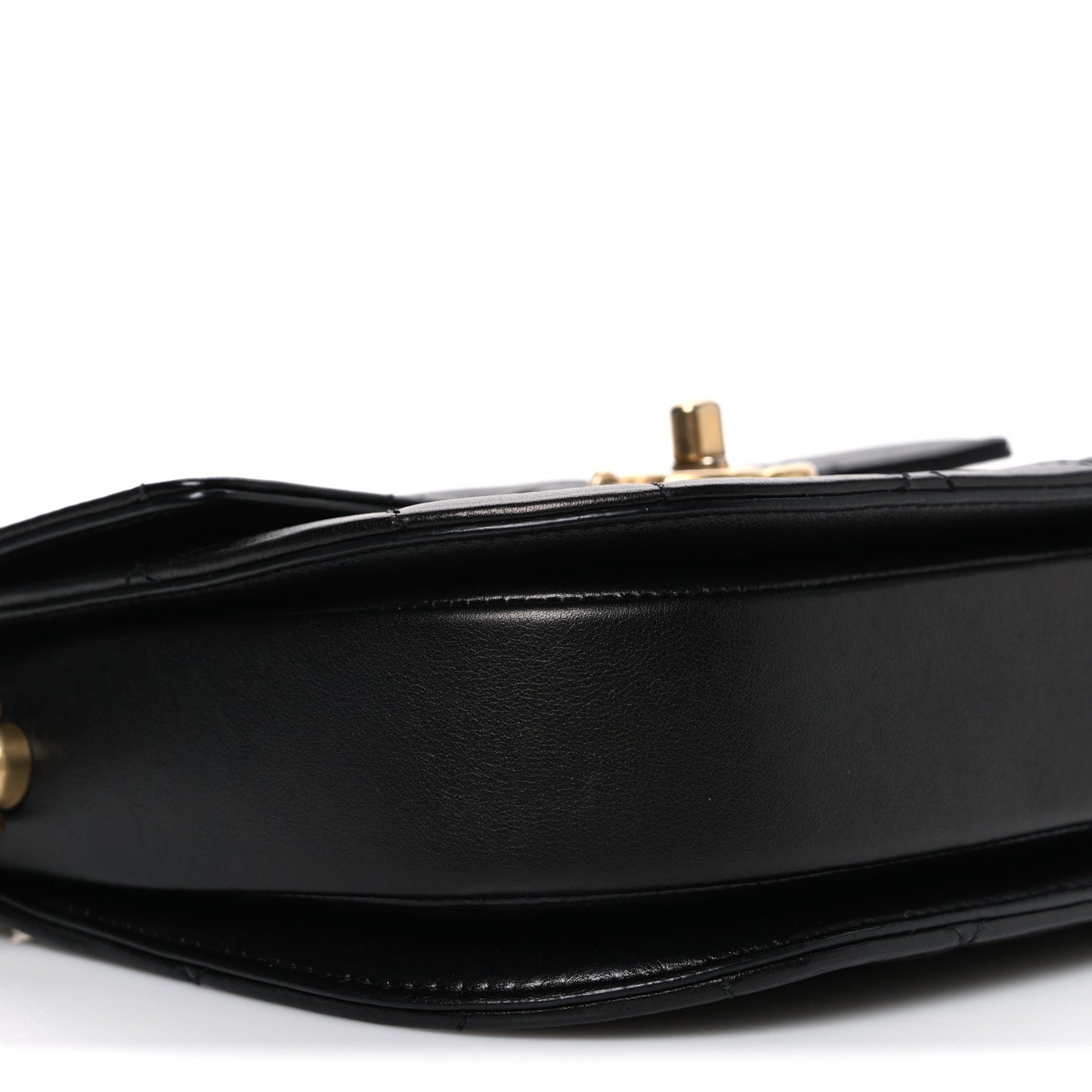 Calfskin Quilted Moon Messenger Black