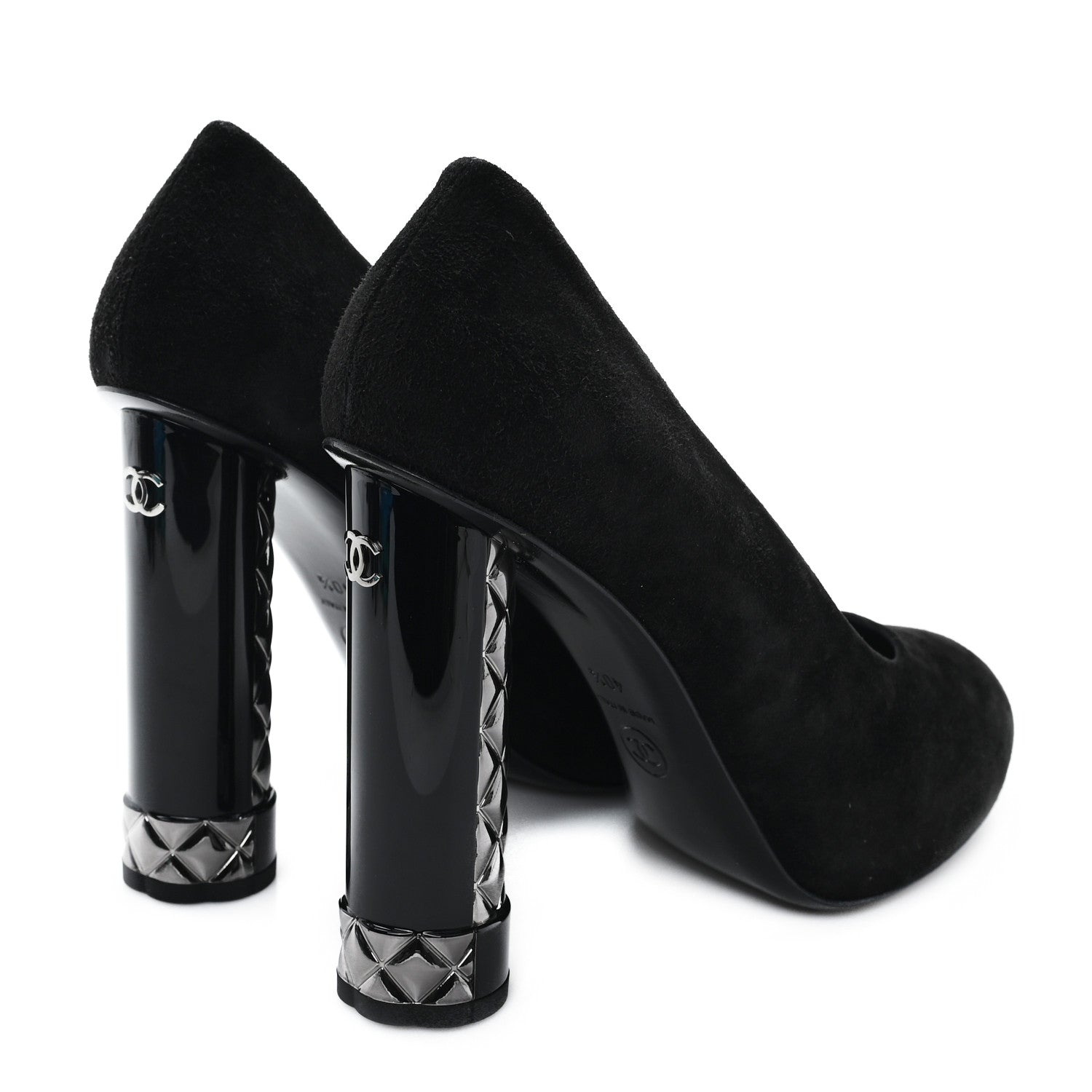 Chanel Suede Calfskin CC Pumps 40.5 Black 4 of 8