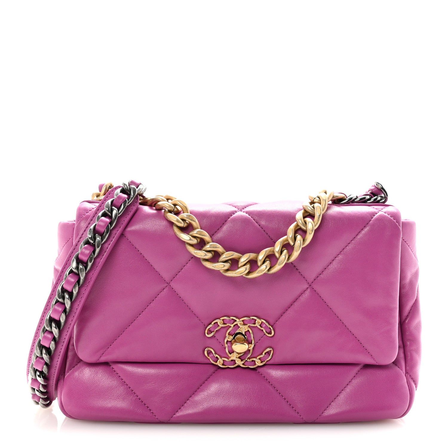 Chanel Lambskin Quilted Medium Chanel 19 Flap Purple 1 of 10