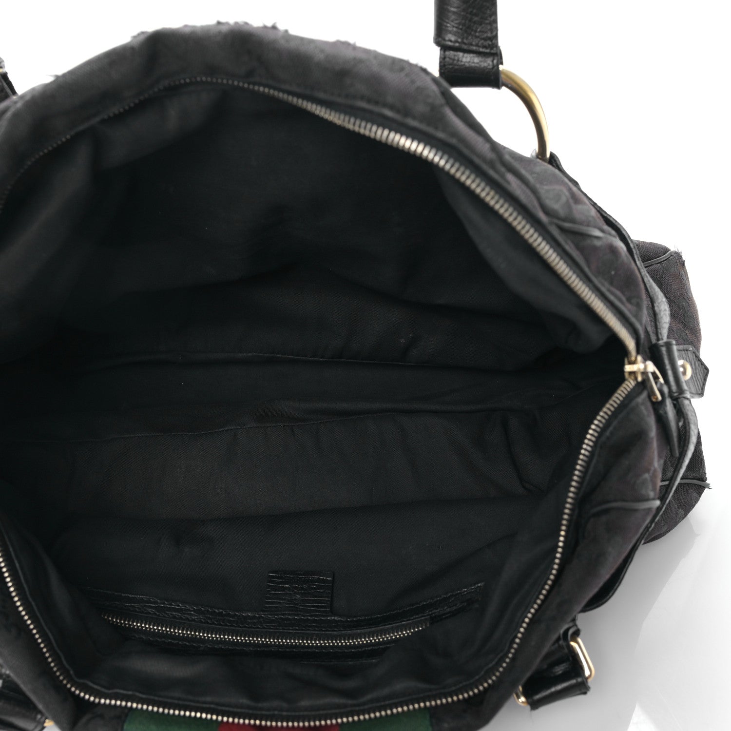 Gucci Monogram Web Large Horsebit Satchel Chain Black 5 of 9