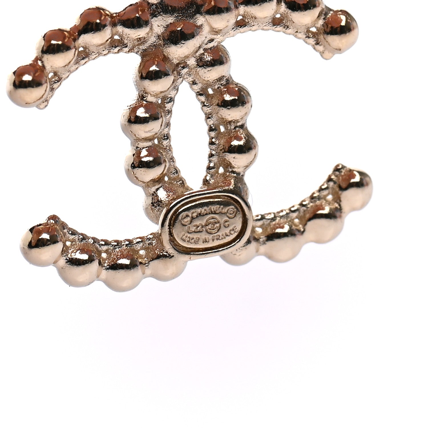 Chanel Metal Bead CC Drop Earrings Gold 4 of 4