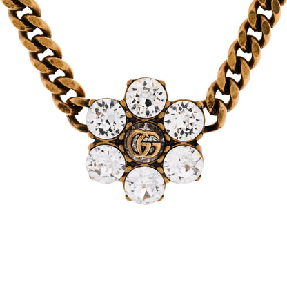 Gucci Metal Crystal Double G Necklace Aged Gold 4 of 6