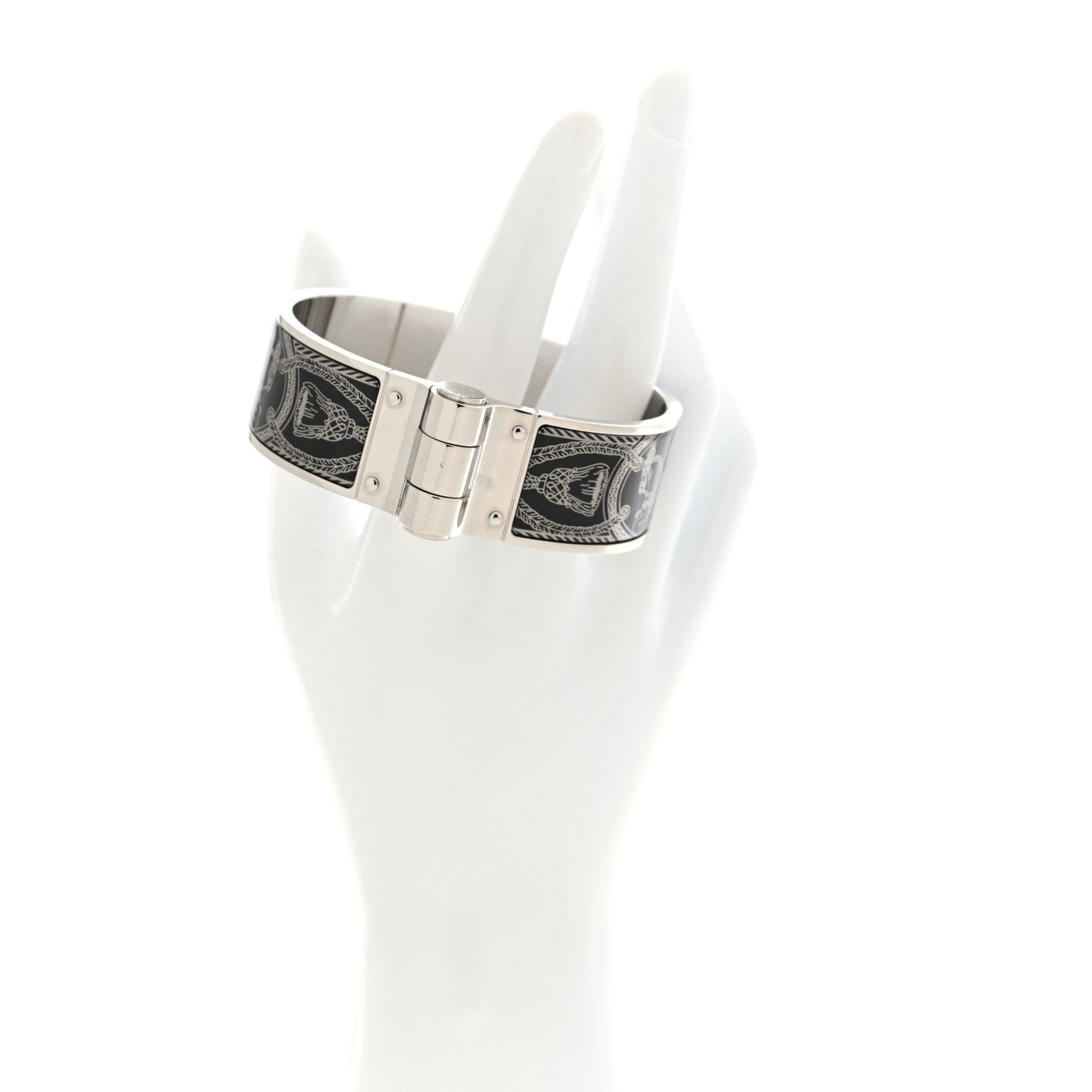 Hermes Enamel Printed Wide Charniere Grand Apparat Hinged Bracelet S 2 of 4