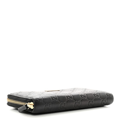 Gucci Guccissima Margaux Calfskin Metal Bar Zip Around Wallet Black 4 of 9