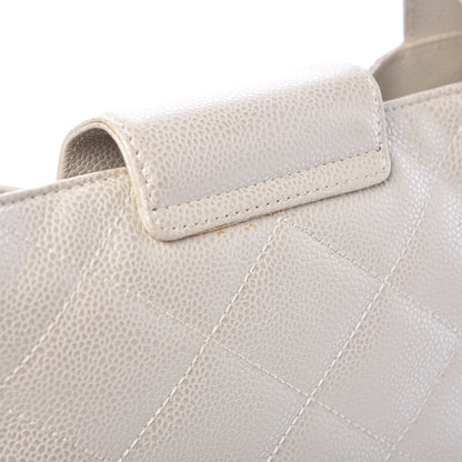 Chanel Metallic Caviar Quilted Shoulder Bag White 11 of 14