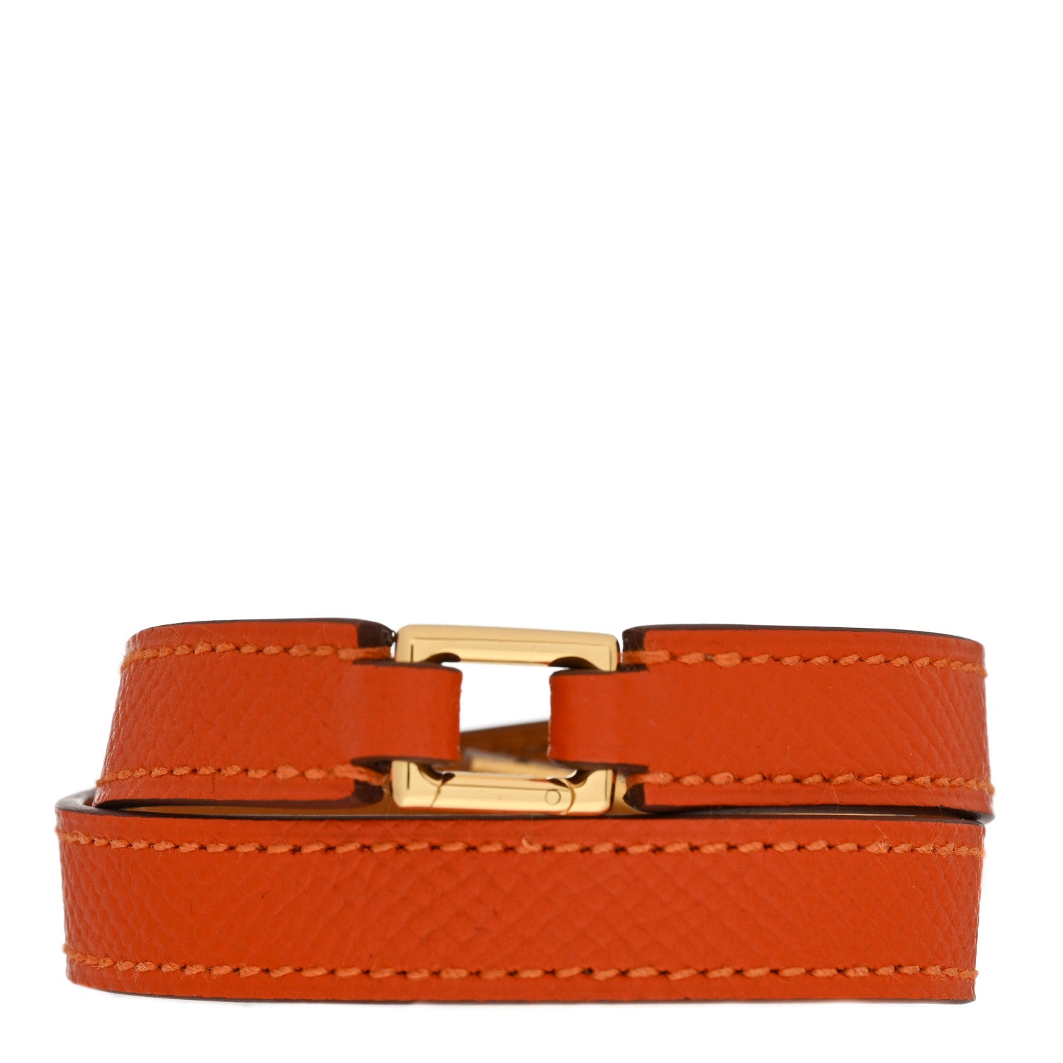 Hermes Epsom Rivale Double Tour Bracelet M Orange 3 of 5