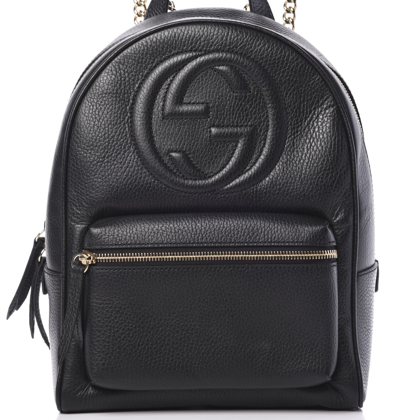 Pebbled Calfskin Soho Chain Backpack Black