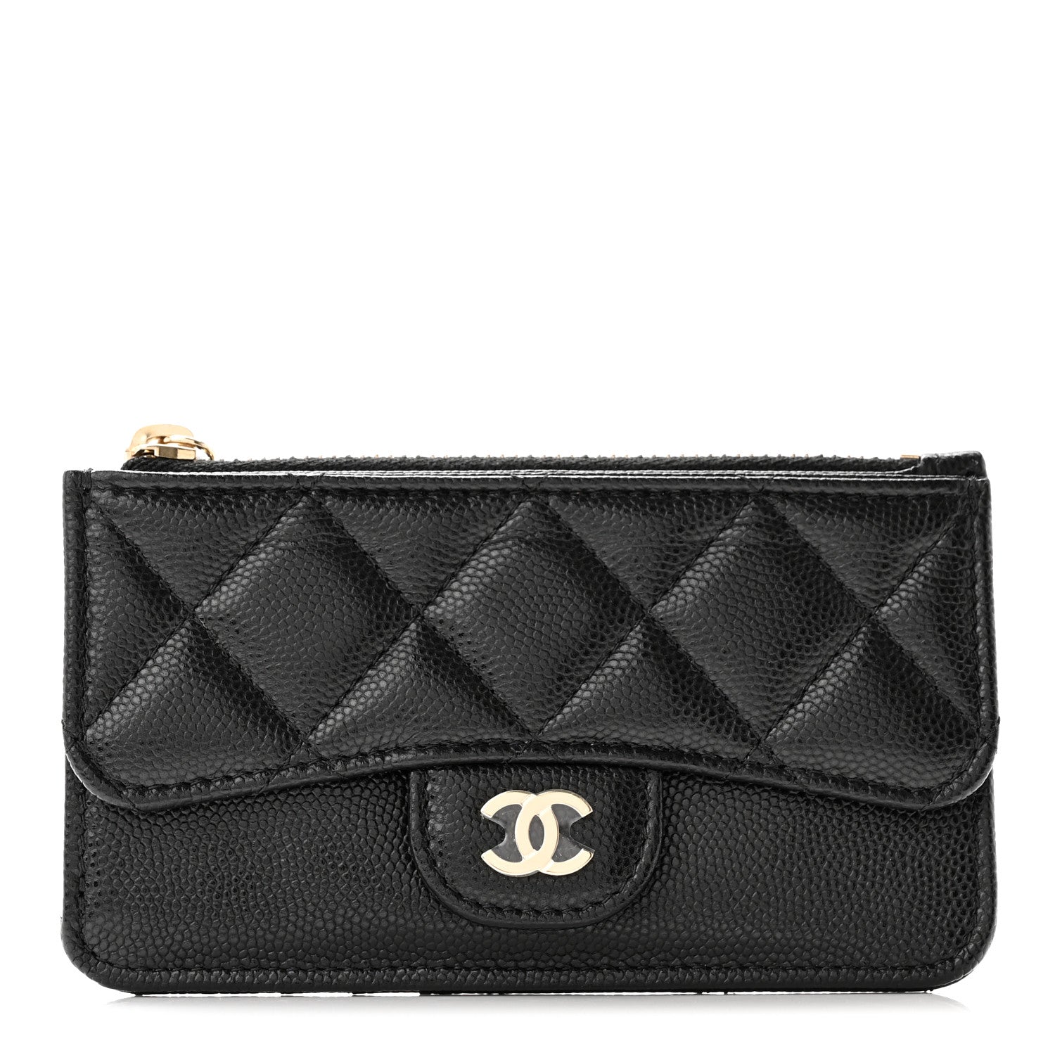 Chanel Caviar Quilted Flap Zip Card Holder Black 1 of 7