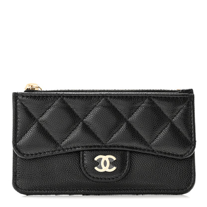Chanel Caviar Quilted Flap Zip Card Holder Black 1 of 7