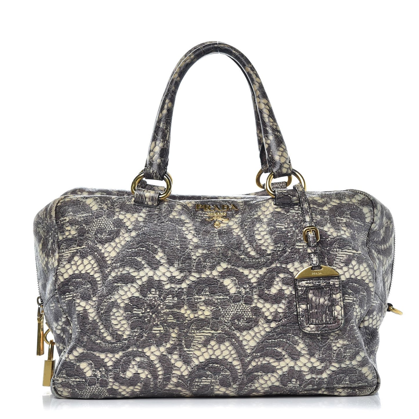 Cervo Lux Print Lace Bauletto Bag Talco