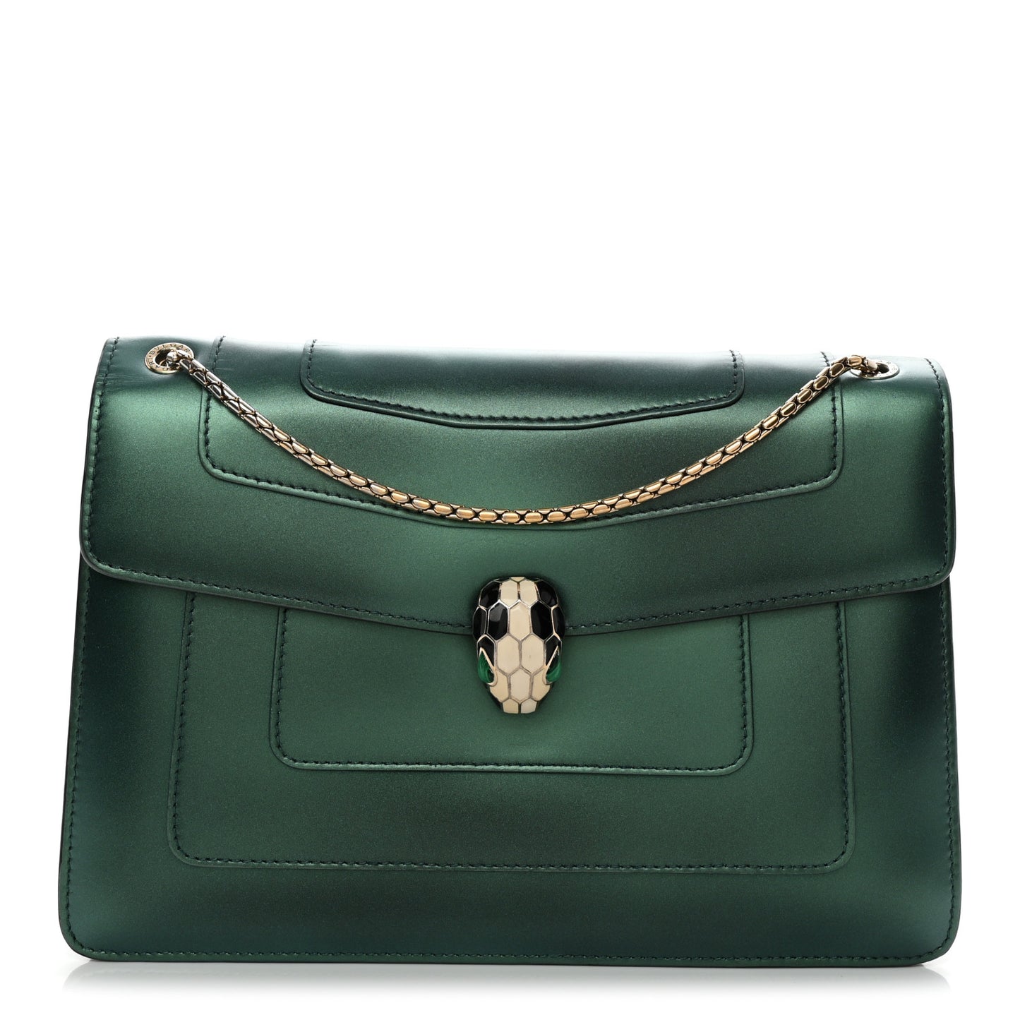 Iridescent Calfskin Serpenti Forever Shoulder Bag Emerald Green