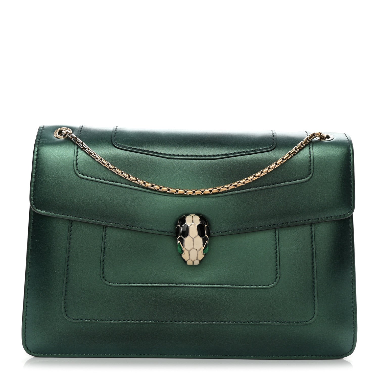 Bulgari Iridescent Calfskin Serpenti Forever Shoulder Bag Emerald Green 1 of 12