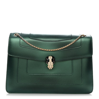 Bulgari Iridescent Calfskin Serpenti Forever Shoulder Bag Emerald Green 1 of 12