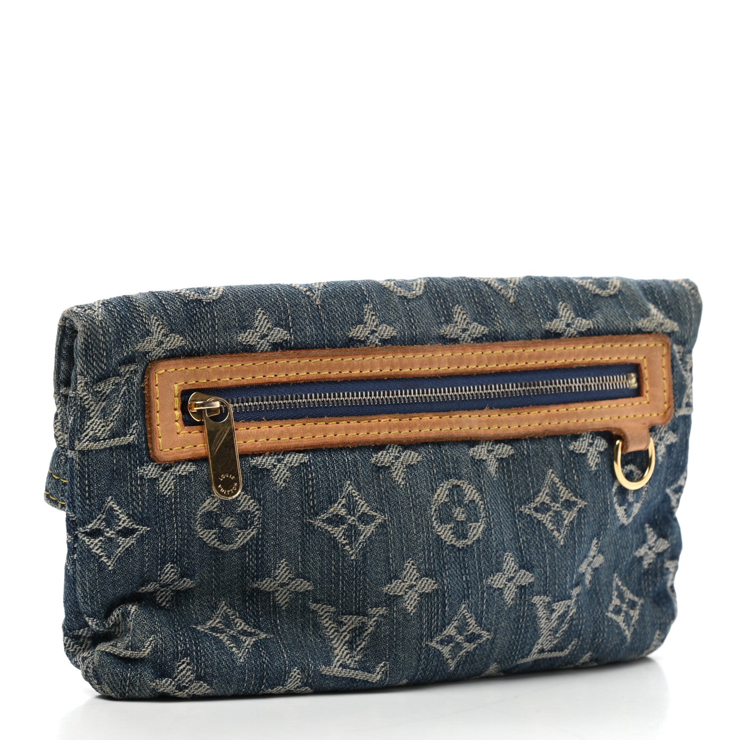 Louis Vuitton Monogram Denim Pochette Plat Clutch Blue 3 of 11