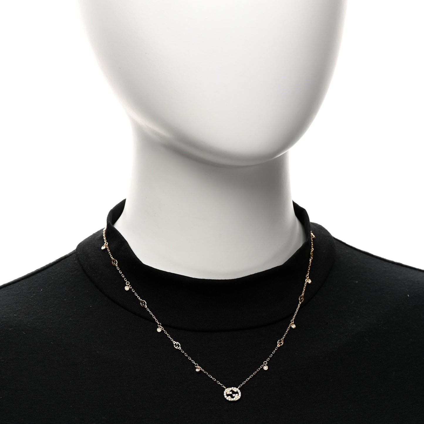 18K Yellow Gold Diamond Interlocking G Pendant Necklace