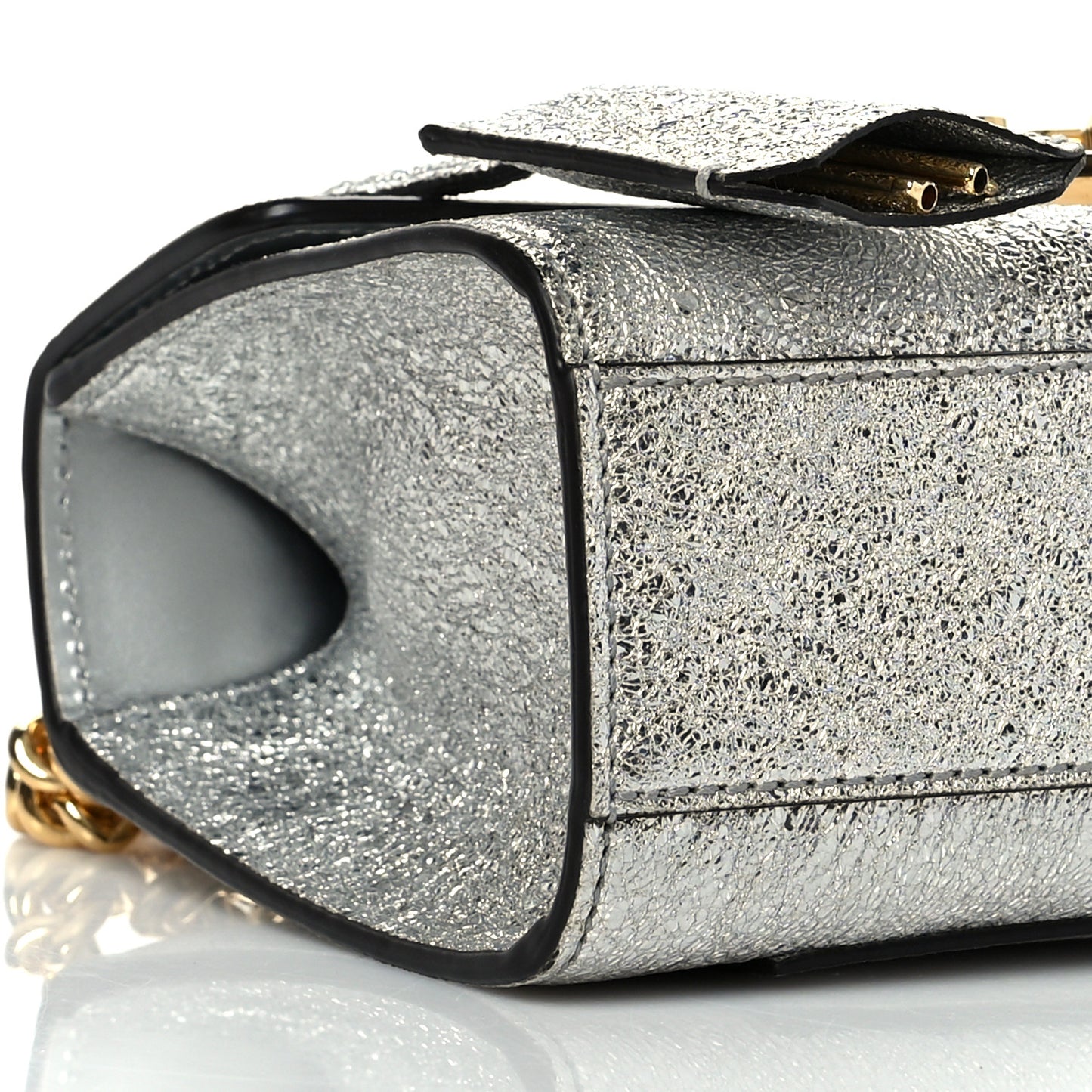 Galassia Small Padlock Shoulder Bag Argento