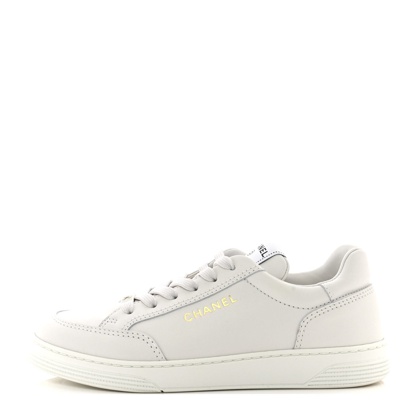 Calfskin Womens CC Logo Sneakers 39 White