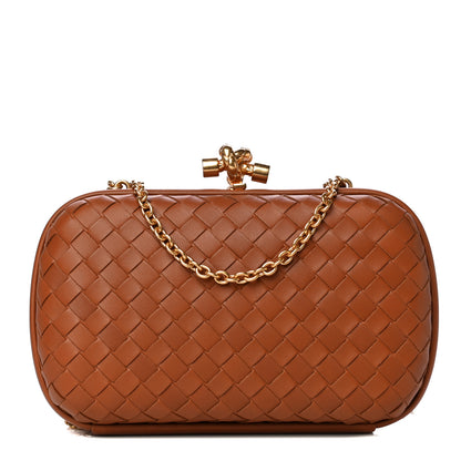 Bottega Veneta Nappa Intrecciato Chain Knot Clutch Caramel 1 of 9