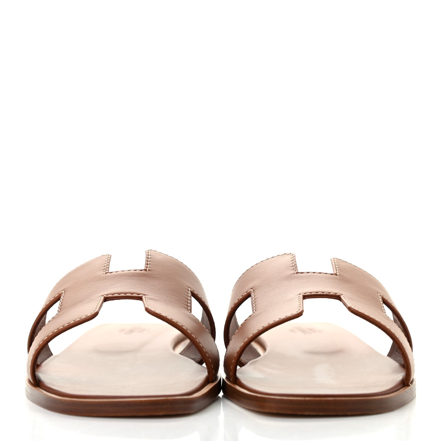 Hermes Box Calfskin Oran Sandals 37 Gold 2 of 8