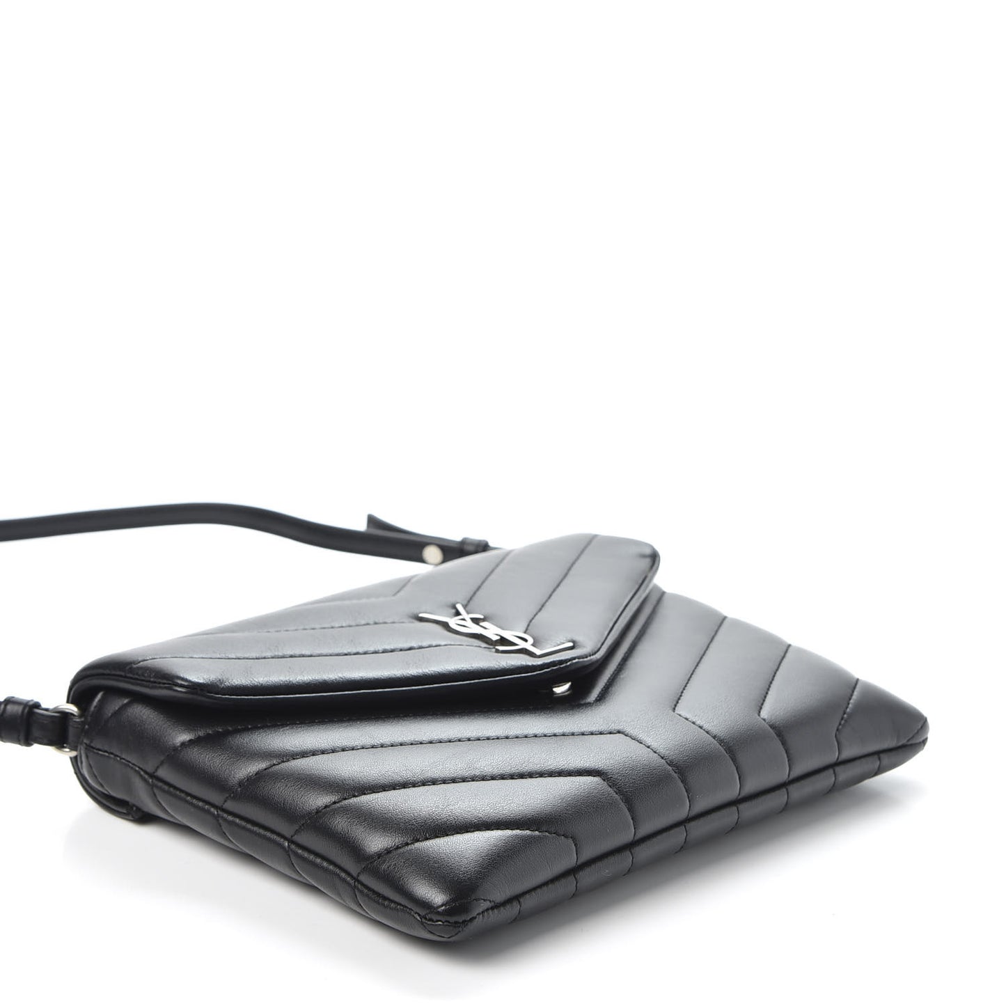 Calfskin Y Quilted Monogram Loulou Flap Bag Black