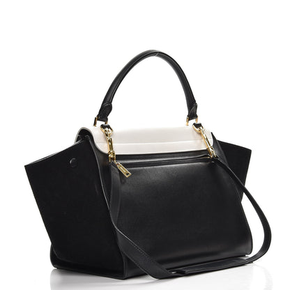Celine Smooth Calfskin Suede Medium Bi-Color Trapeze Black 4 of 11