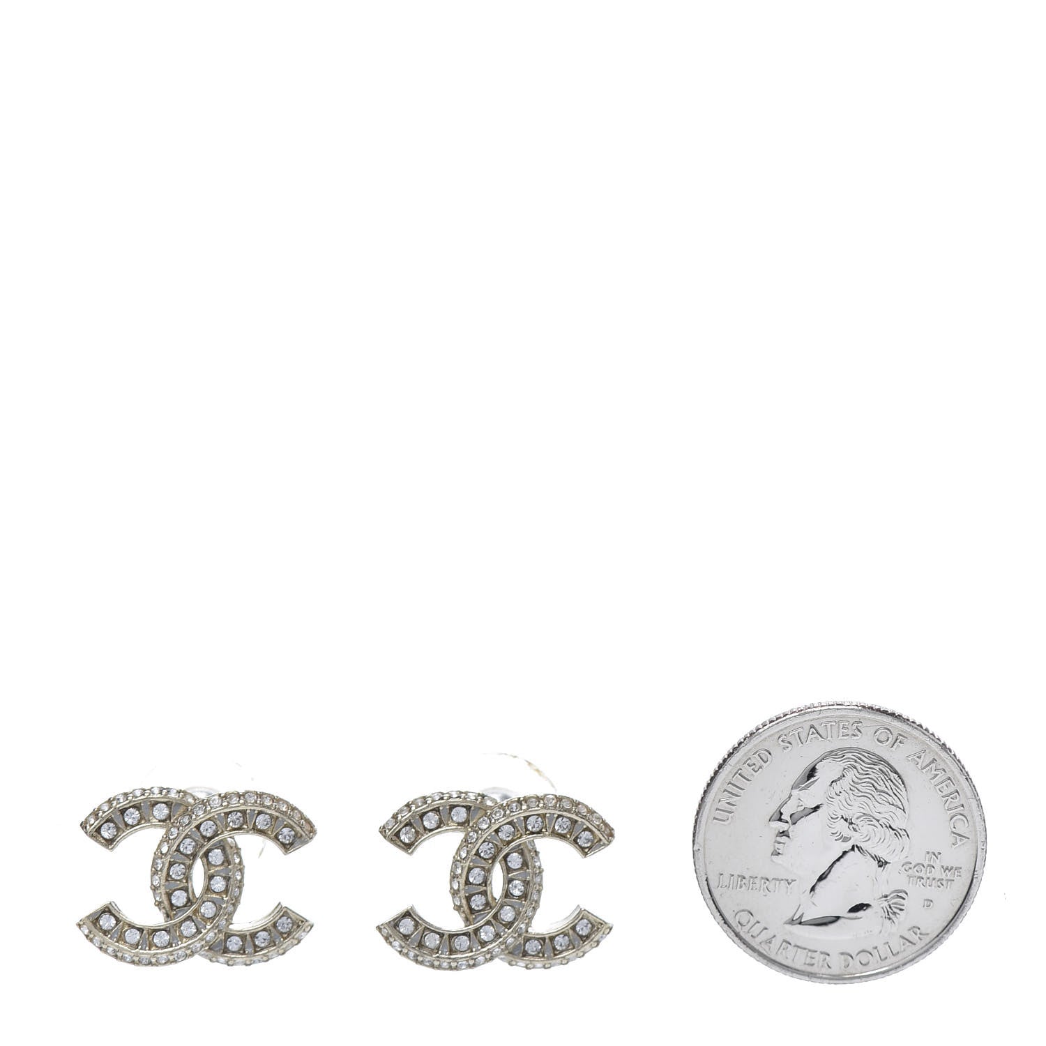 Chanel Crystal Timeless CC Earrings Light Gold 2 of 5